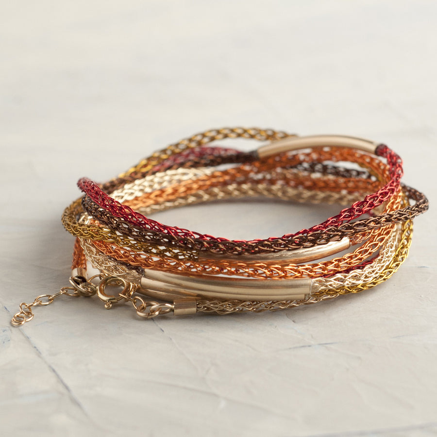 AUTUMN colors BOHO Wire crochet bracelet - Yooladesign