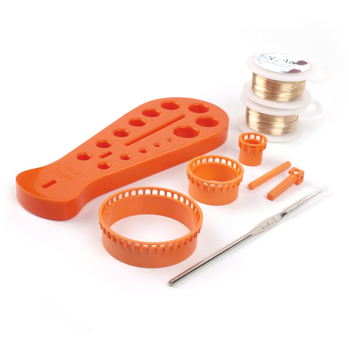 Extended Wire Crochet Supply Kit , 2 extra long wire spools, 4 pc ISK starter looms and more - Yooladesign